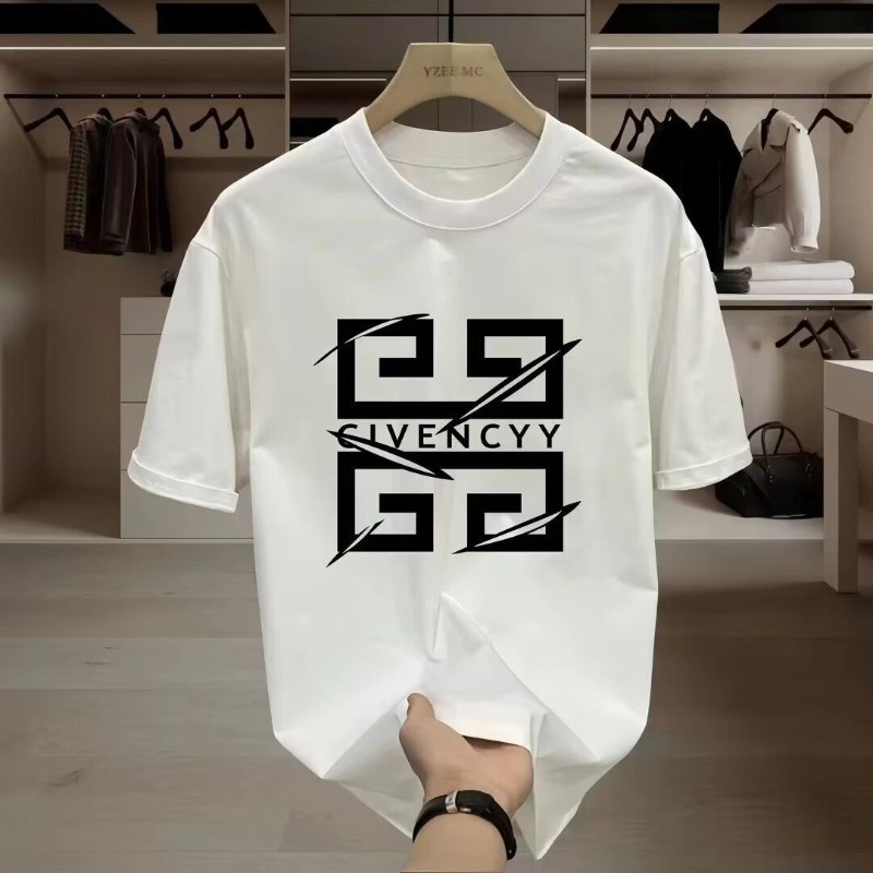 Streetwear Brand Logo Design - 2026メンズGIVENCYブランドロゴプリントTシャツ、半袖Tシャツ、ストリートウェアファッショントップ、ホワイトグラフィックデザインカジュアルウェア