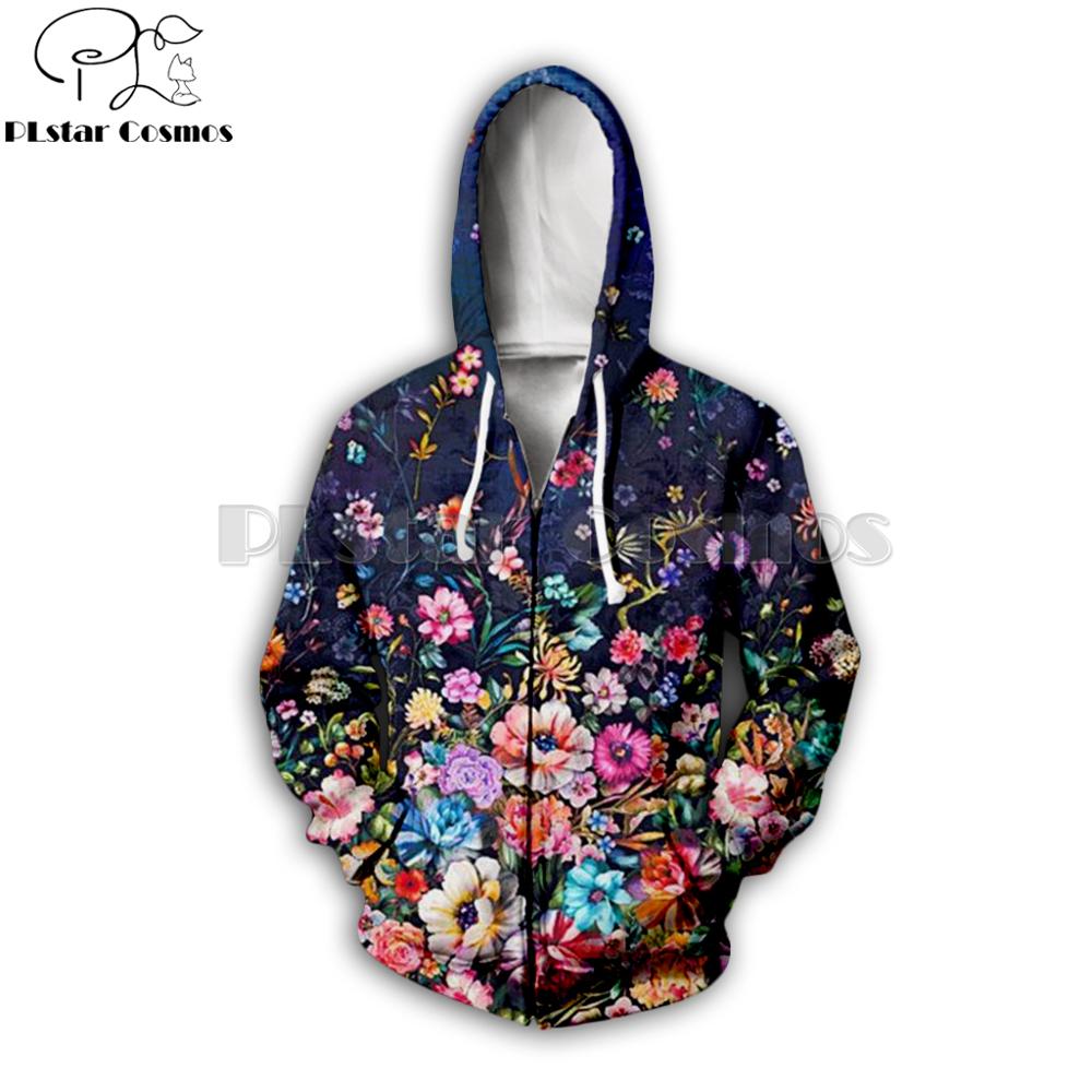 Streetwear Brand With Flowers - Plstar coスモスブランドのコスチューム,フラワージッパー付きフード付きスウェットシャツ,男性/女性のフード付きスウェットシャツ,花柄の3Dプリント,ストリートウェア