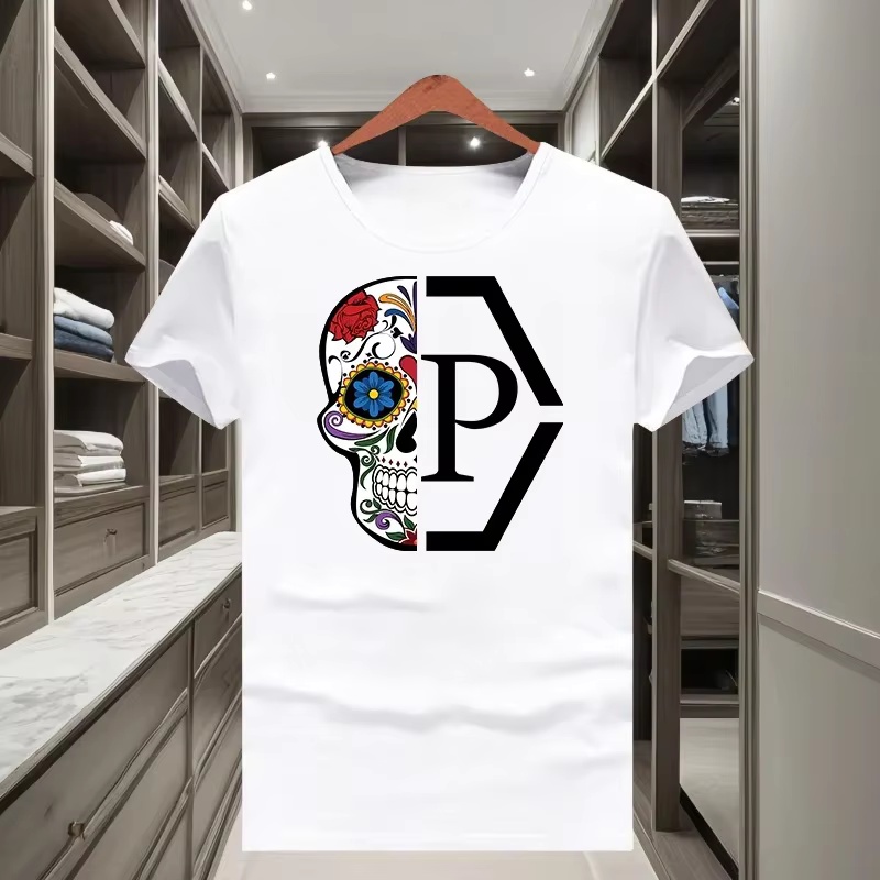 Streetwear Brand With Flowers - アートクラシックトレンディブランドハーフスカルフラワーTシャツ綿100%グラフィックTシャツ男性女性夏ストリートウェア