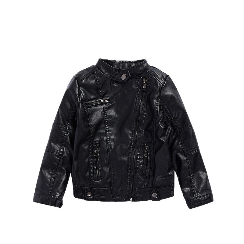 Streetwear Brand Logo Design - 子供防水防風コート 2-12Y 新年女の子黒ロックオートバイ Pu レザージャケット子供ストリート写真撮影着用