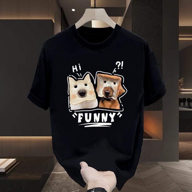 かわいい子犬プリントコットン Tシャツ男性女性夏半袖ファッシ - Streetwear Brand Drops のレビューと価格