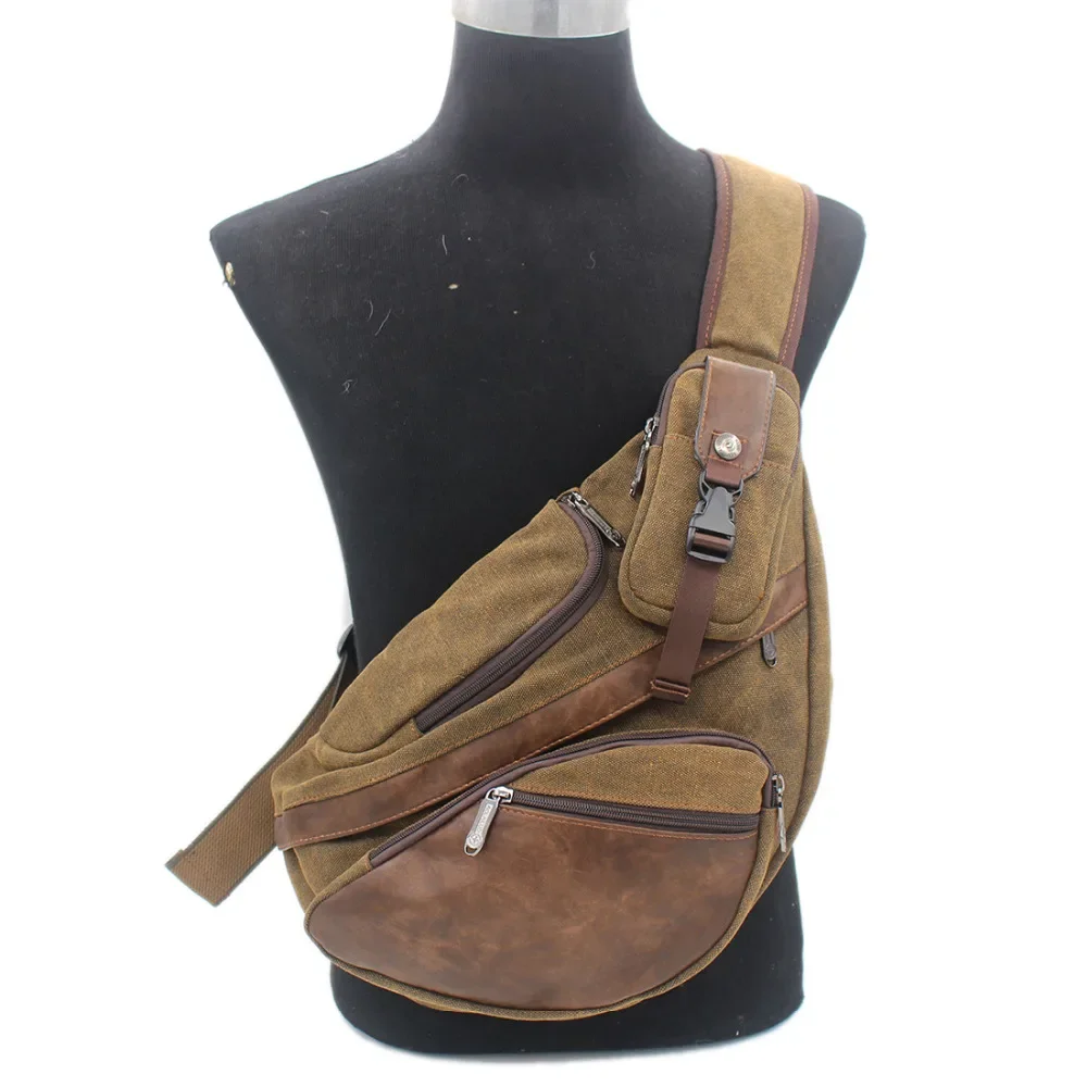 高品質男性キャンバススリングチェストデイパックバックパック旅 - Streetwear Brand Backpack のレビューと価格