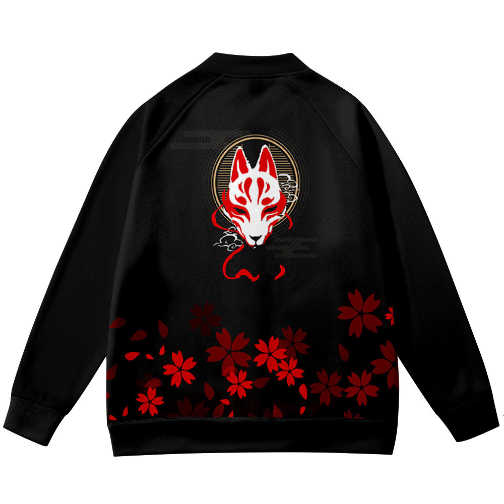 コートアニメ花キツネ 3D プリントスタンドカラージャケット - Streetwear Brand With Flowers のレビューと価格