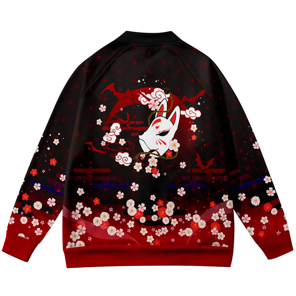 コートアニメ花キツネ 3D プリントスタンドカラージャケット - Streetwear Brand With Flowers のレビューと価格