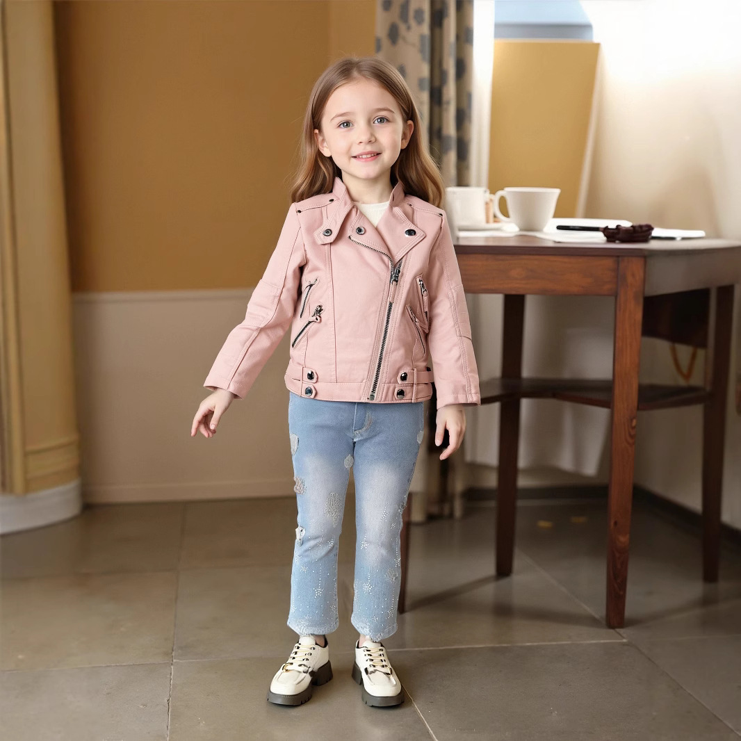 2-12Y 女の子クリスマスピンクレッドオートバイ Pu レ - Streetwear Brand Logo Design のレビューと価格