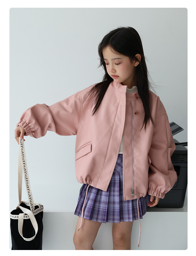 2-12Y 女の子甘い黒ピンクロックオートバイ Pu レザー - Streetwear Brand Logo Design のレビューと価格