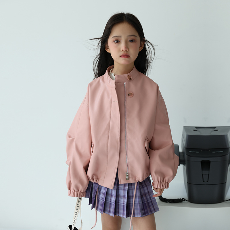 2-12Y 女の子甘い黒ピンクロックオートバイ Pu レザー - Streetwear Brand Logo Design のレビューと価格
